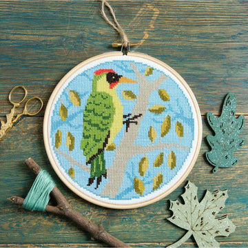 Green Woodpecker Cross Stitch Kit by Hawthorn Handmade
